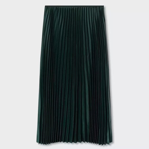 NEW Mango MNG Satin Effect  High Waisted Pleated Midi Skirt - Picture 12 of 16